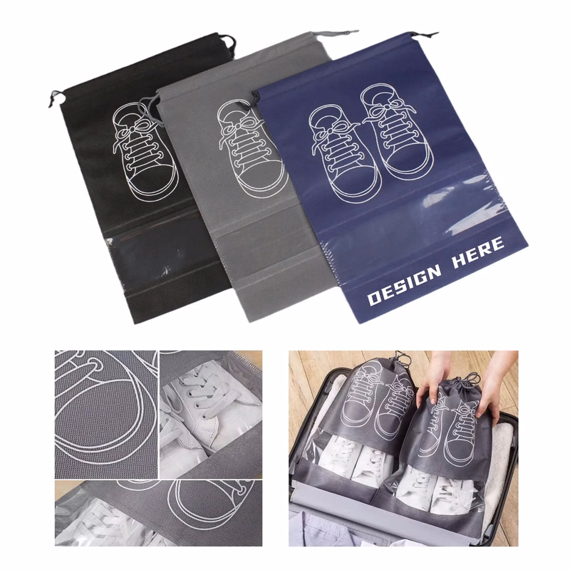 Portable Non-woven Drawstring Shoe Bag