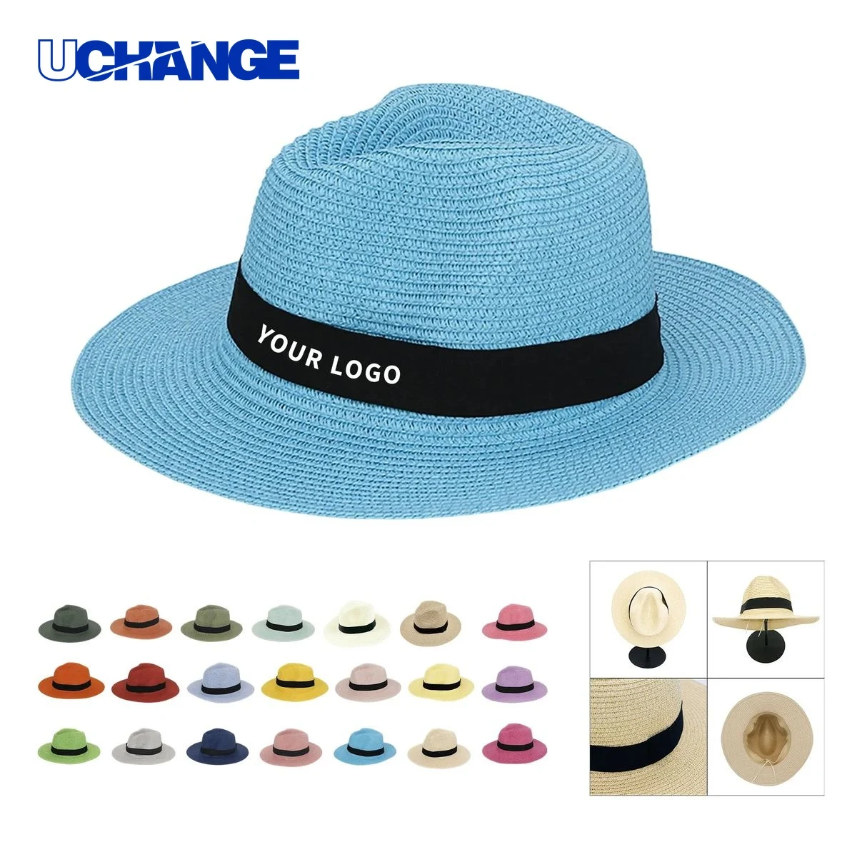 Handwoven Wide Brim Paper Straw Hat Headwear for Sun Protection 1