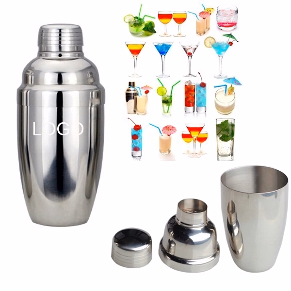 8 oz. - 3 Piece Deluxe Stainless Steel Cocktail Shaker