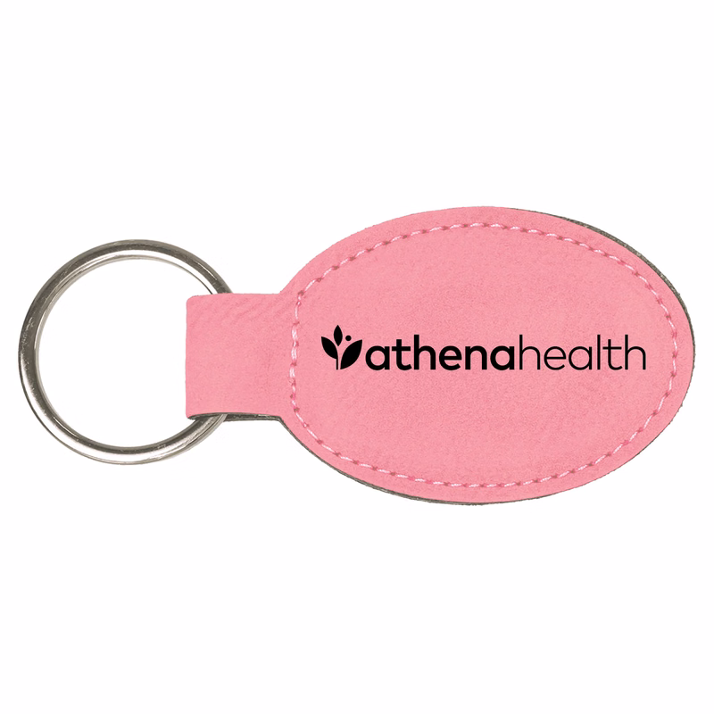 Pink Leatherette Oval Keychain