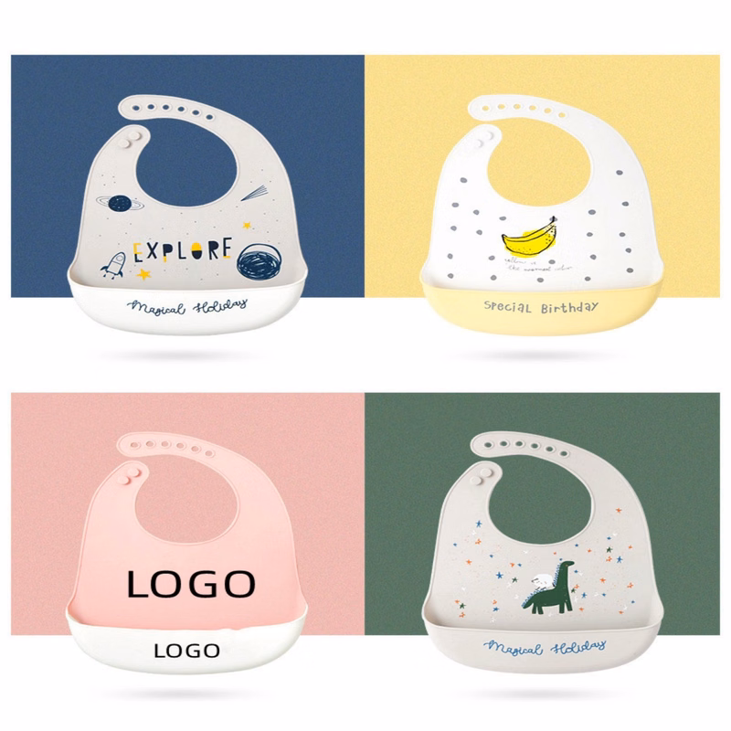 Pocket Silicone Baby Bib MOQ 100PCS