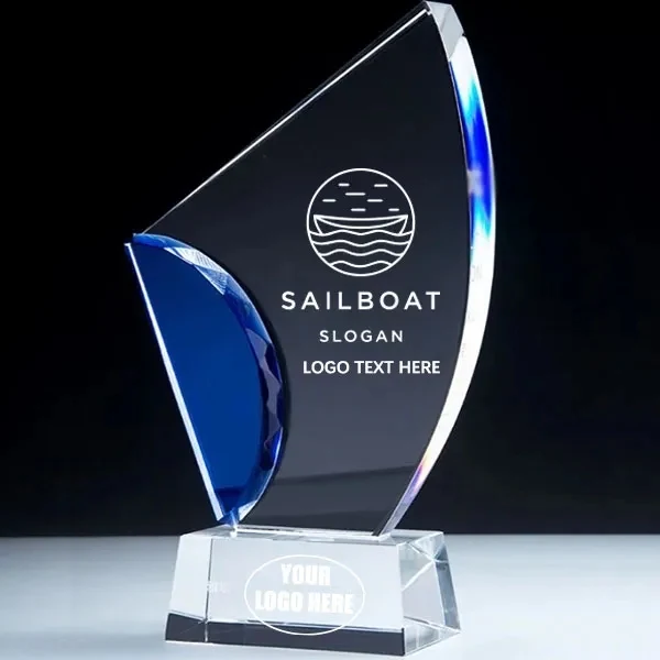 Avant Blue Sailboat Crystal Award 1