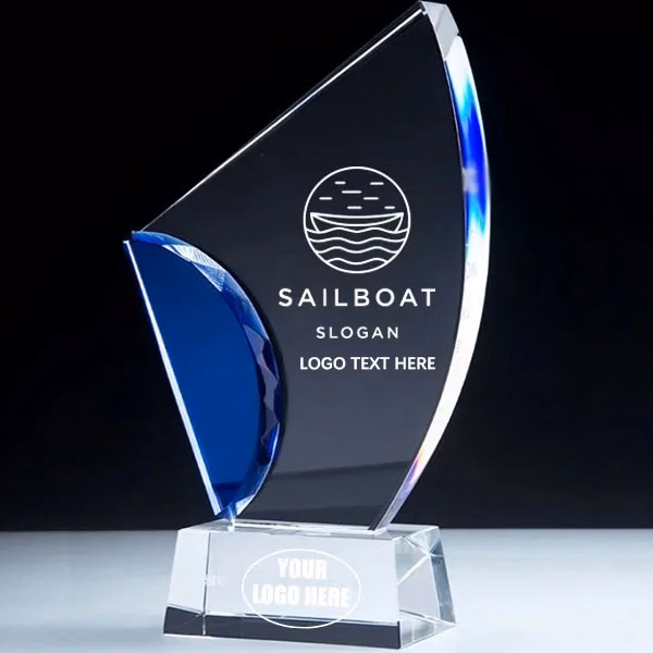 Avant Blue Sailboat Crystal Award