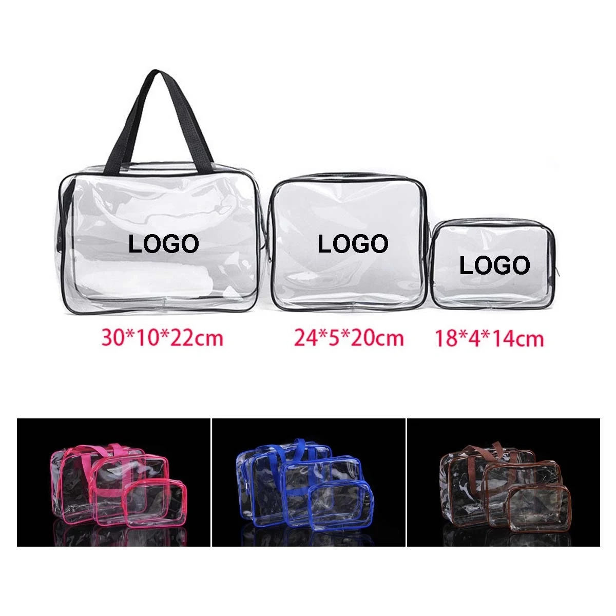 3Pcs Set Clear Toiletry Bag 1