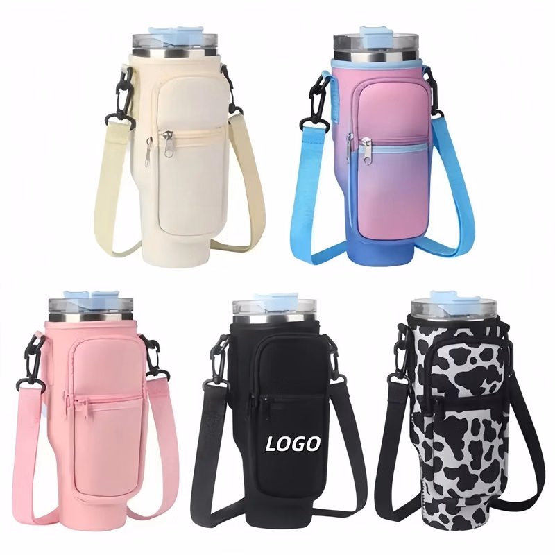 Neoprene Cup Sleeve With Strap And Pocket