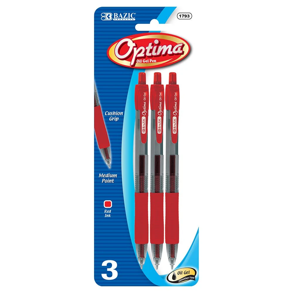 Optima Gel Pens - Red 3 Pack 1