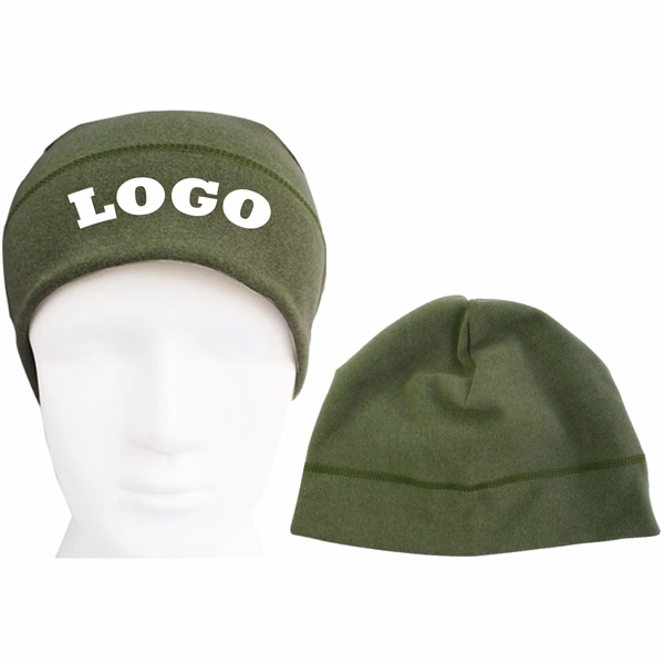 Custom Polyester Dye Sublimation Fleece Beanie — Embroidered Winter Corporate Hat