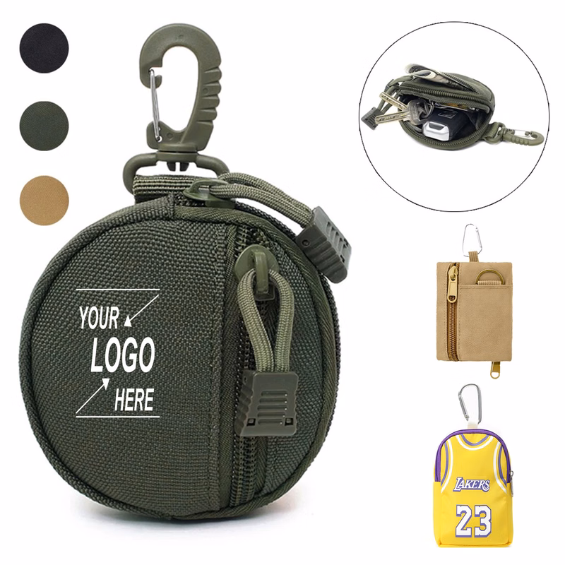 Round Zipper Coin Purse with Clip