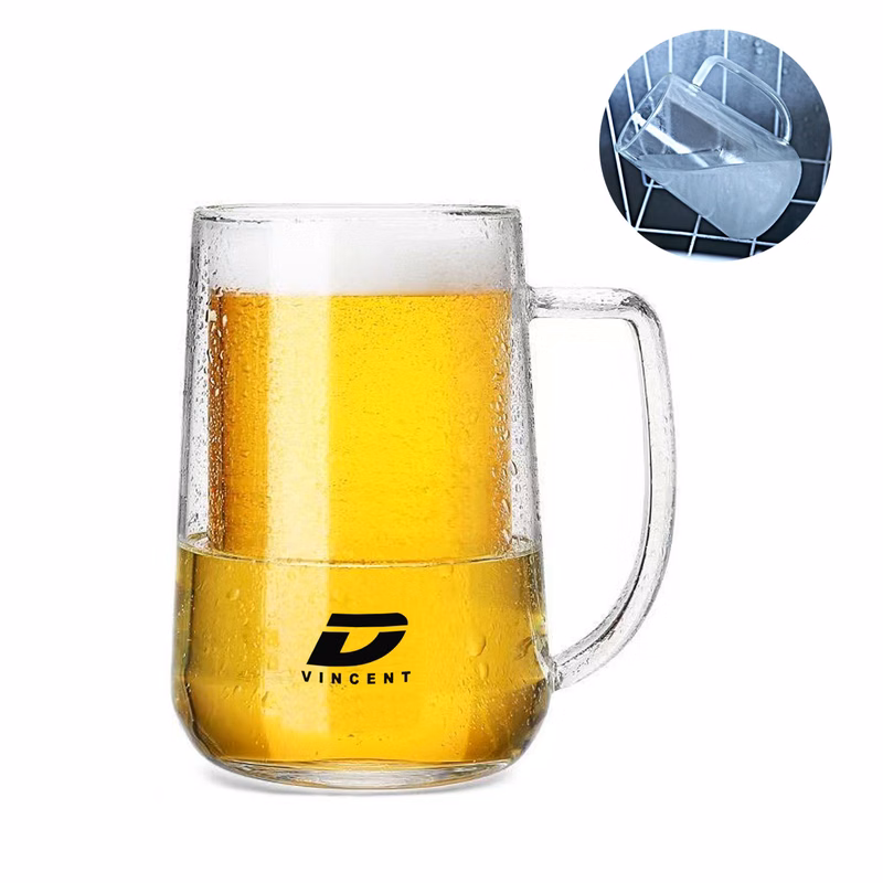 16oz Double Wall Glass Freezer Beer Mug