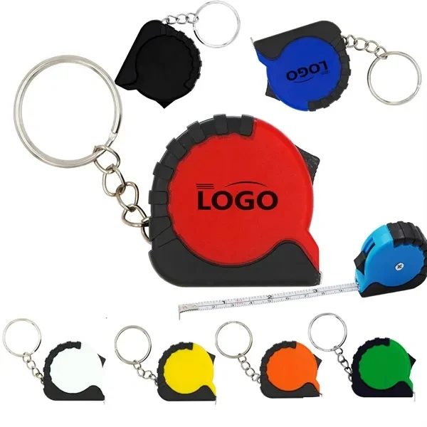 Custom 1 Meter Rubber Mini Tape Measure Keychain with Steel Tape — Tool Accessory 1