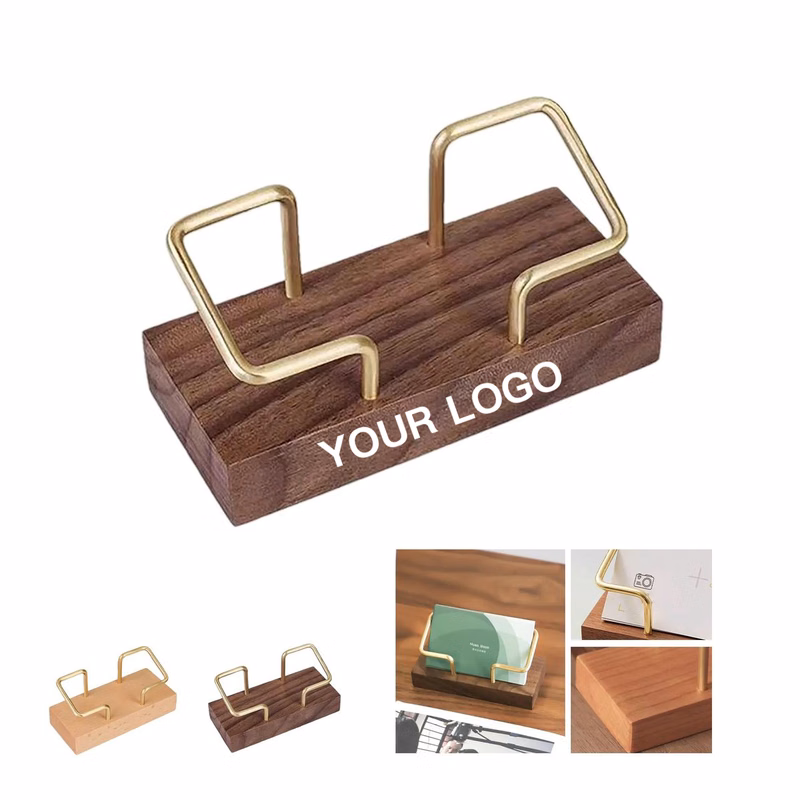 Elegant Wood and Metal Business Card Holder