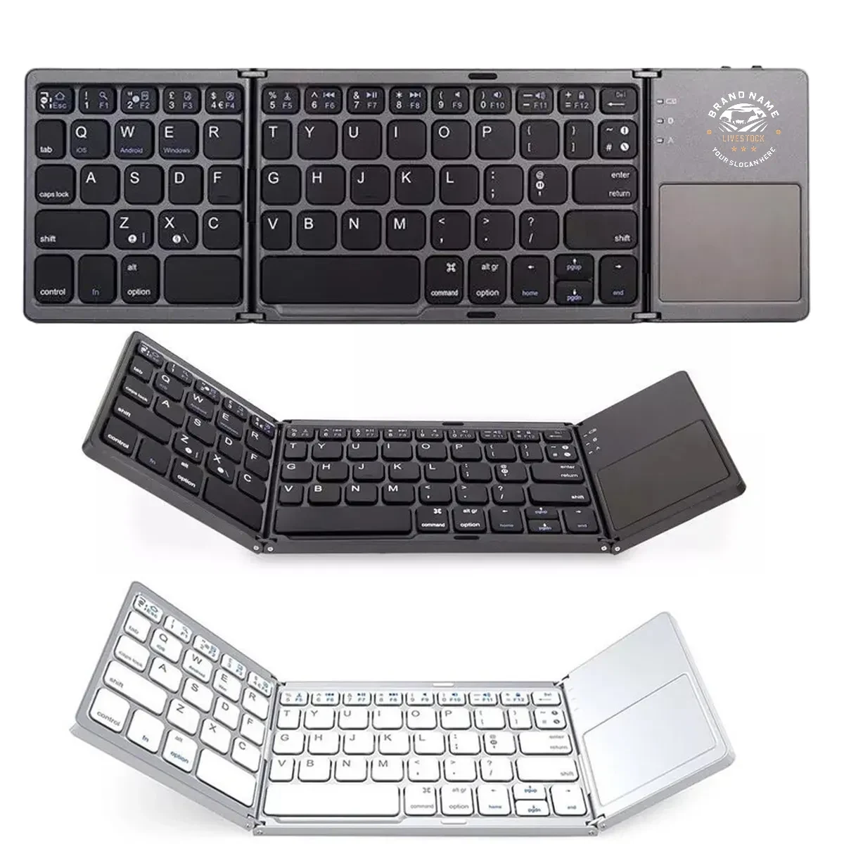 Foldable Bluetooth Keyboard with Touchpad Rechargeable 1