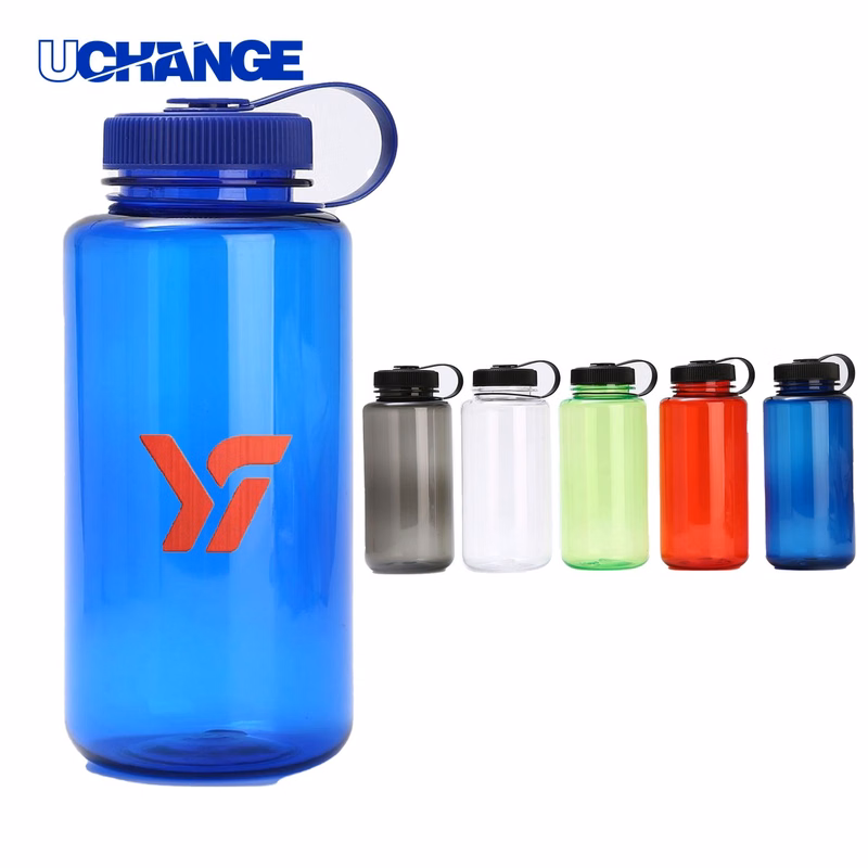 Reusable Plastic Water Bottle Container with Handle (32 Oz)
