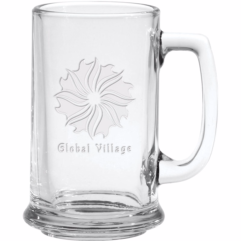 15 oz. Glass Tankard - Deep Etched