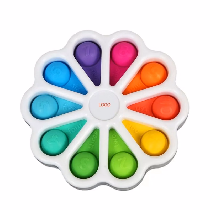 10-Button Rainbow Numbers Silicone Bubble Popping