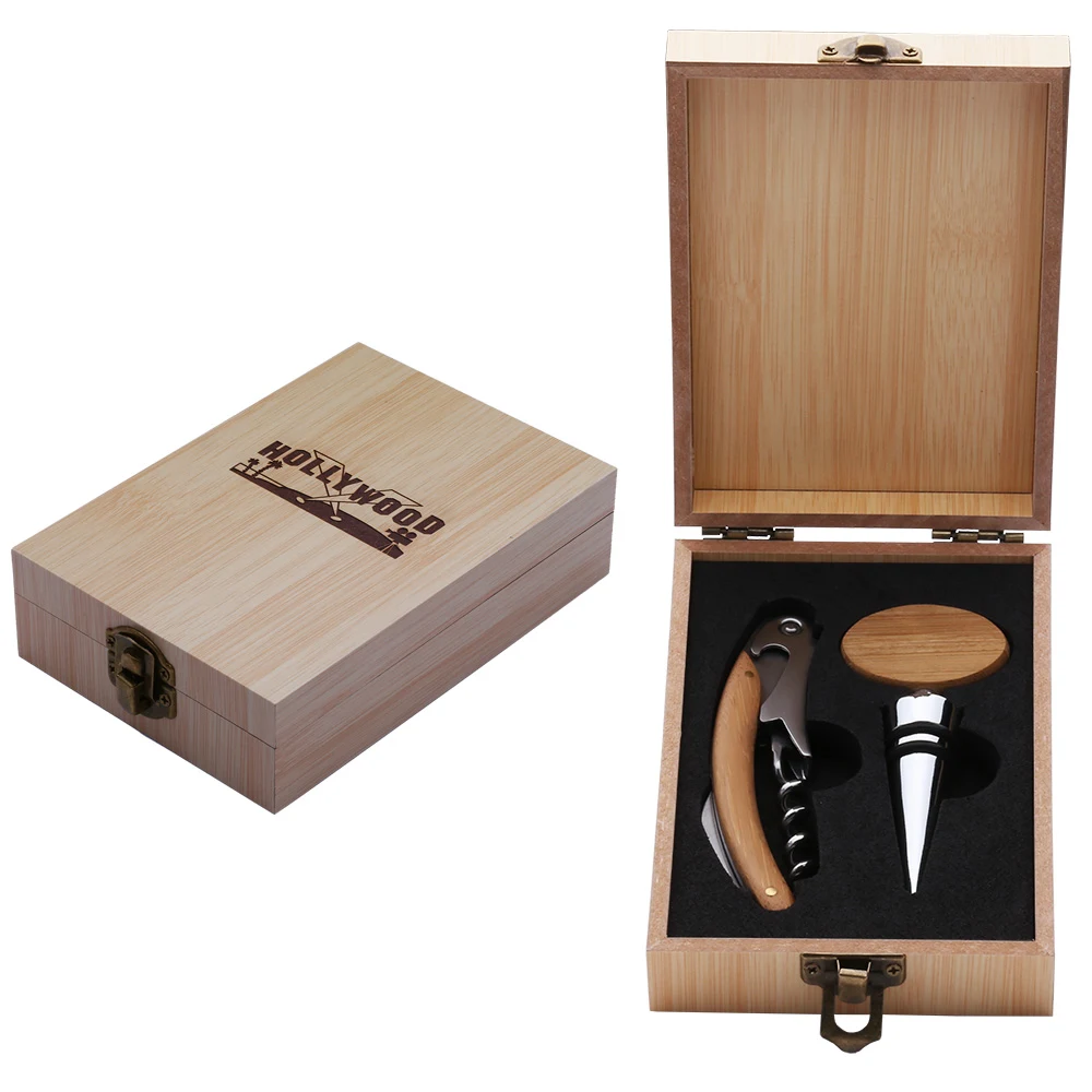 Bamboo Corkscrew & Stopper Set 1