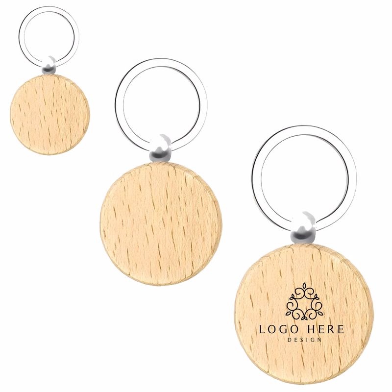Round Beech Wood  Key Ring