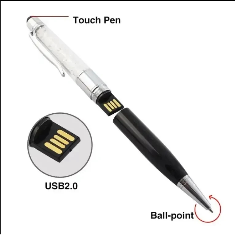 3 In 1 Crystal Ballpoint Pen USB Drive And Stylus-1Gb 1