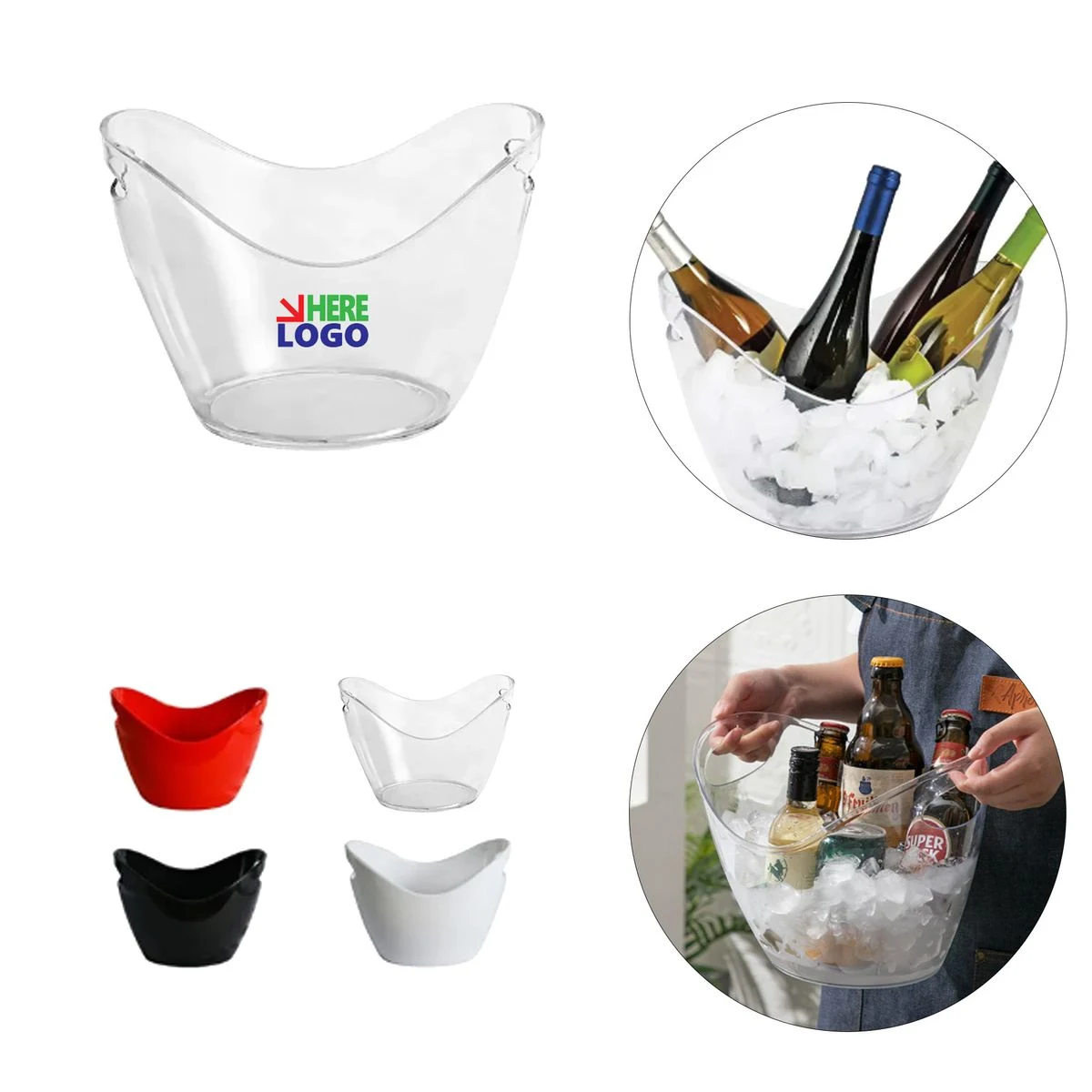 Customizable Clear PET Ice Bucket for Events and Parties 1