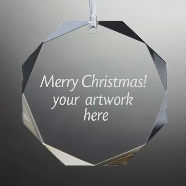 Engraved Faceted Glass Ornament -3.5" 1