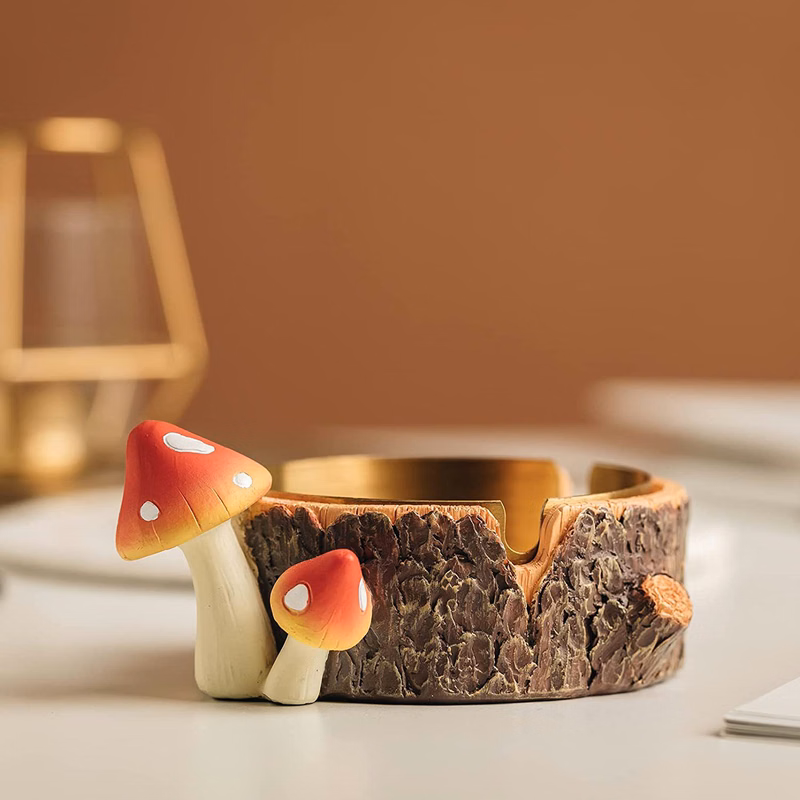 Mushroom Design Ashtray with Stainless Steel Tray for Cigarettes