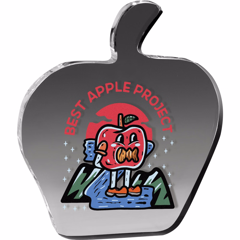 Clear Apple Paper Weight (4 1/8"x 4 5/8" 3/8") Full Colour PhotoImage