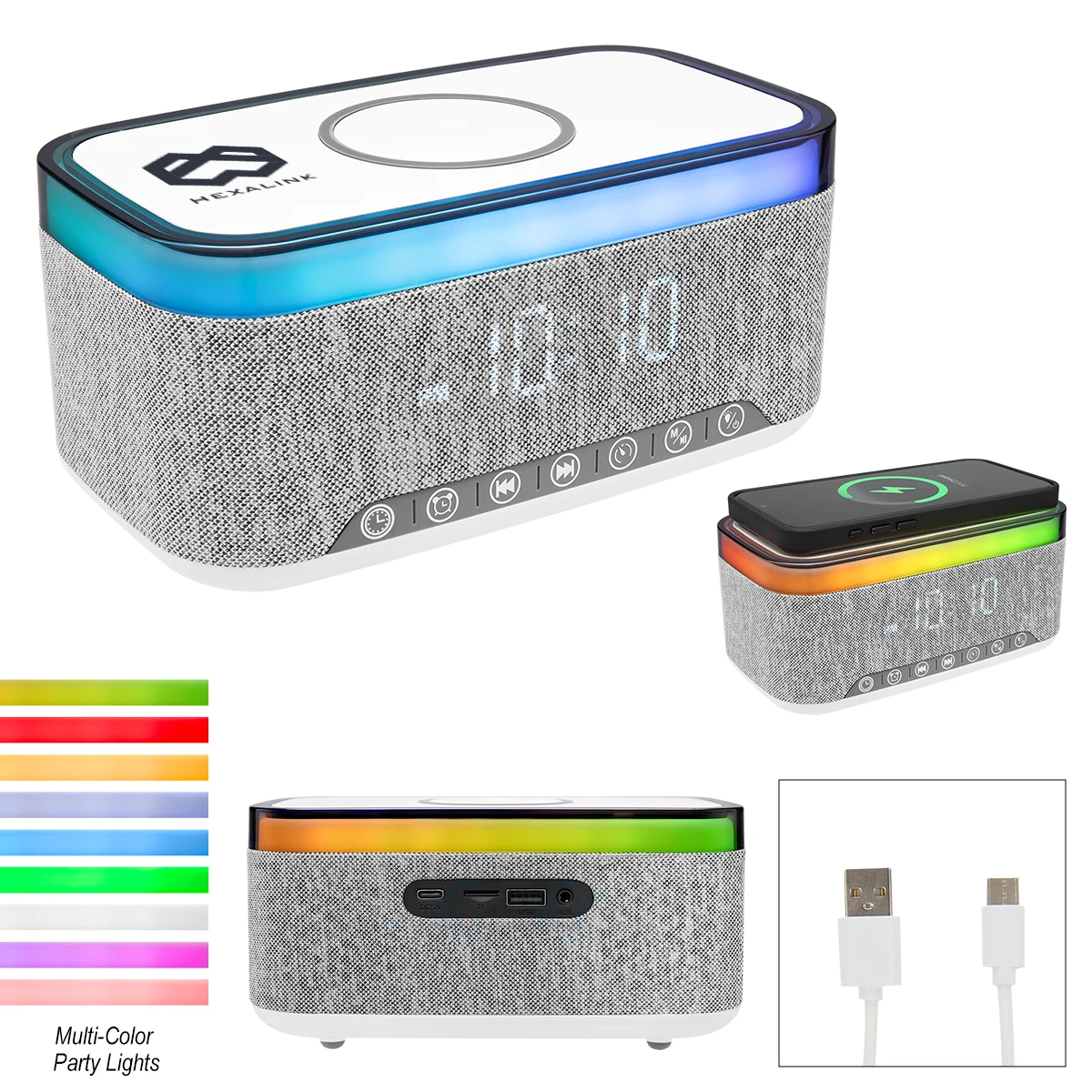 Rise & Shine Clock With Light-Up Speaker & Charger 1