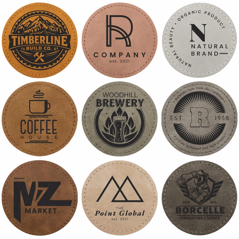 2½" Creekside Collection Leatherette Round Patch with Adhesive