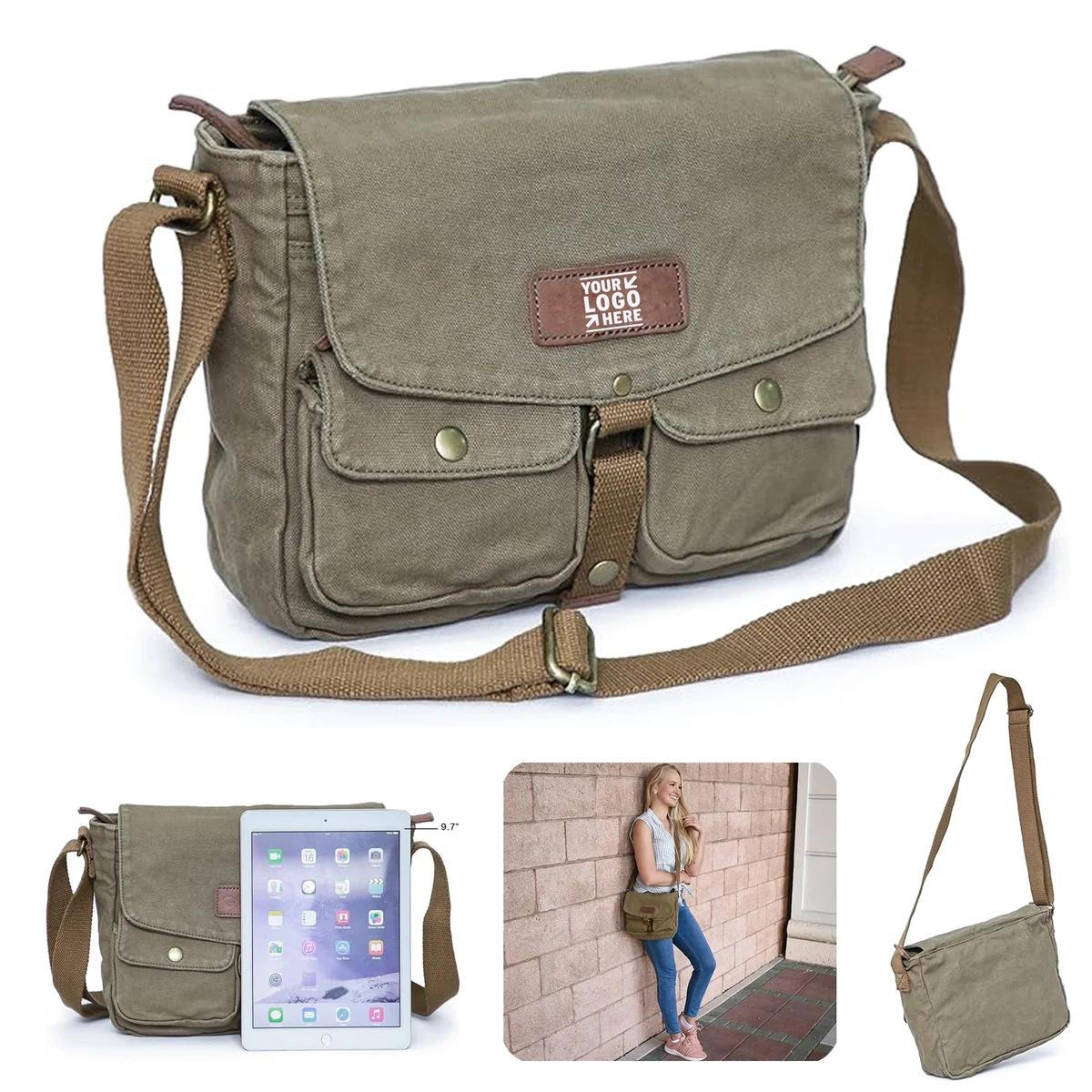 Vintage Canvas Crossbody Adjustable Shoulder Messenger Bag Military Satchel 1