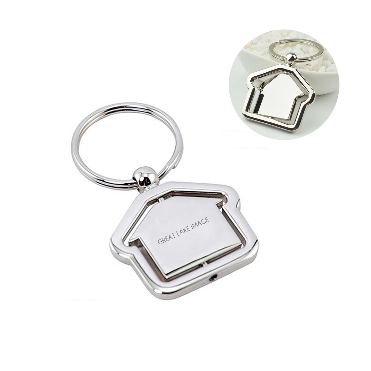 Chrome House Shape Keychain 1