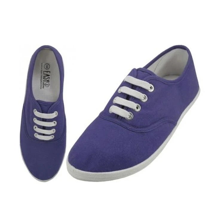 Women's Lace-Up Canvas Shoes - Purple Size 6-11 1