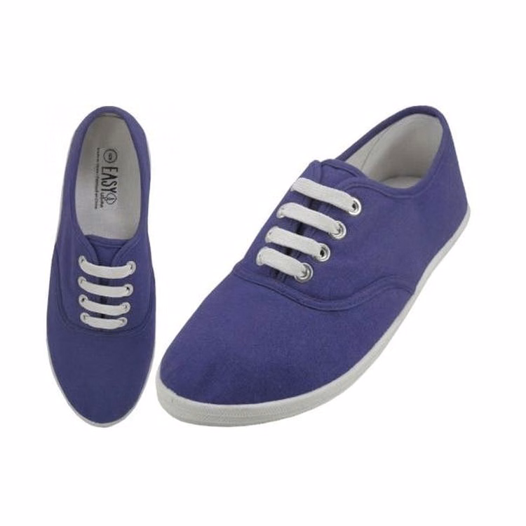 Women's Lace-Up Canvas Shoes - Purple Size 6-11