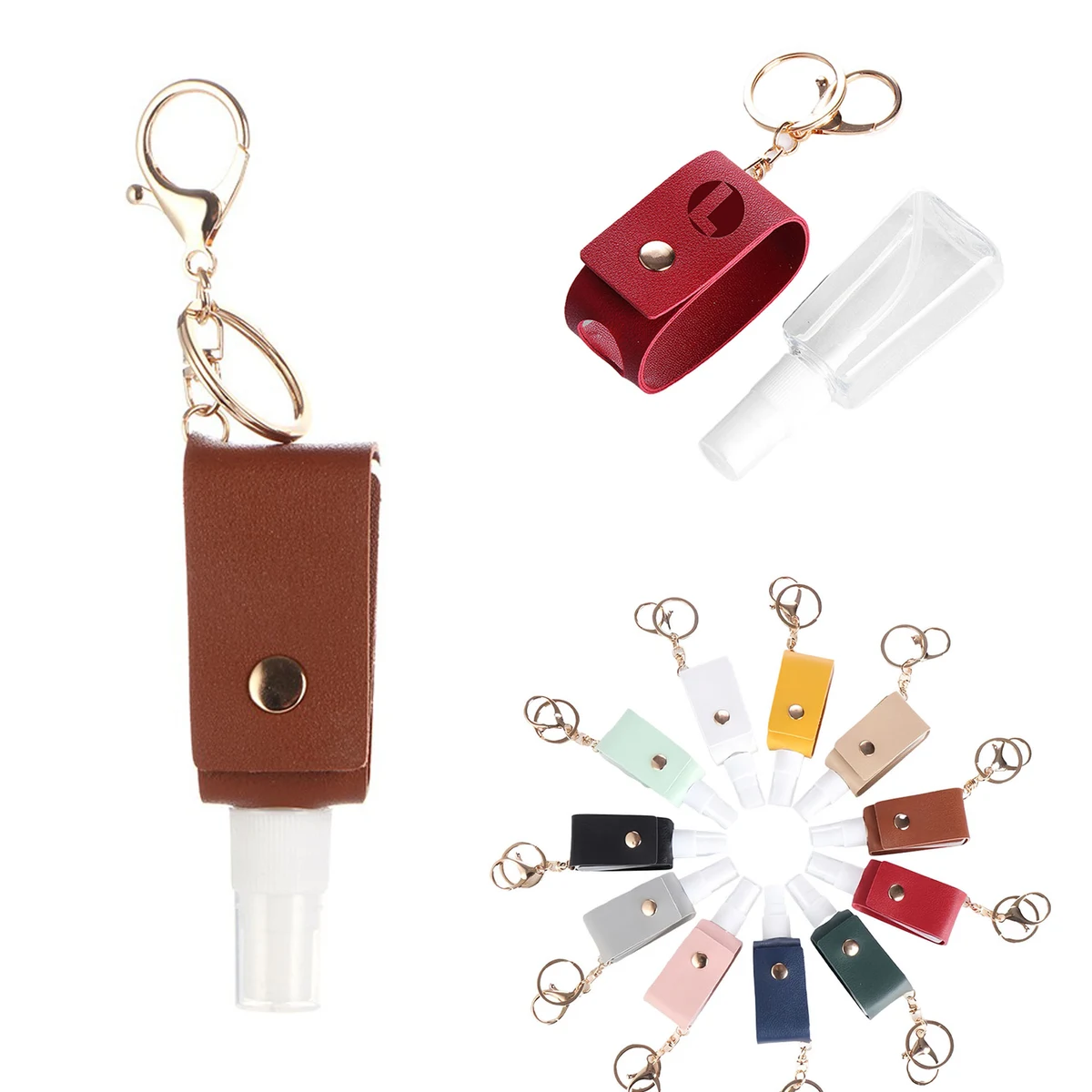 Custom Leather Keychain with Spray Bottle 1
