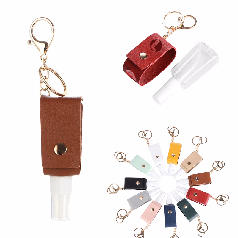 Custom Leather Keychain with Spray Bottle