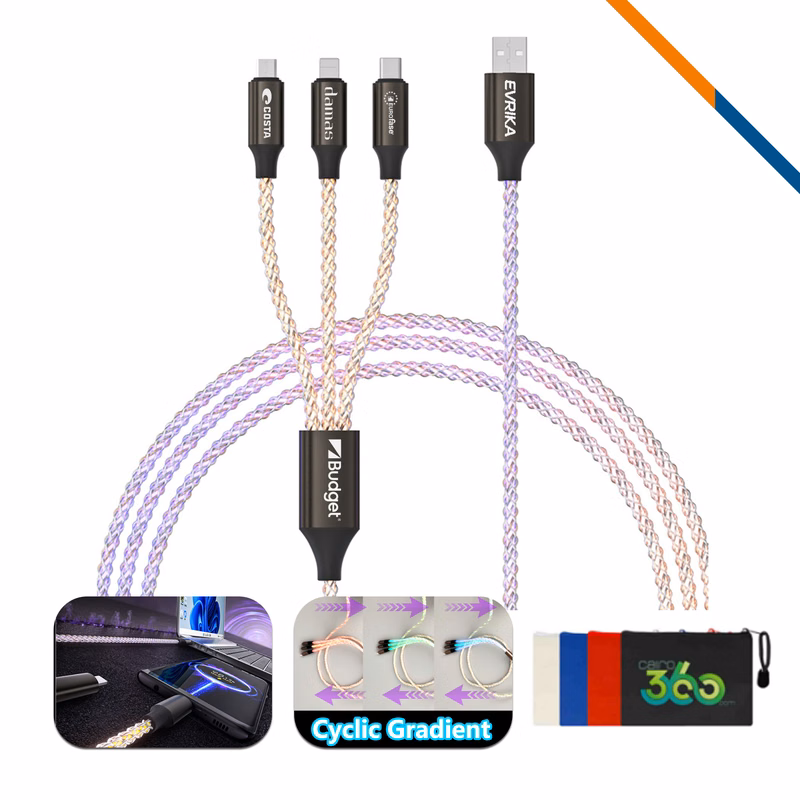 Viblux 3in1 Light Up Fast Charging Data Transfer Cable