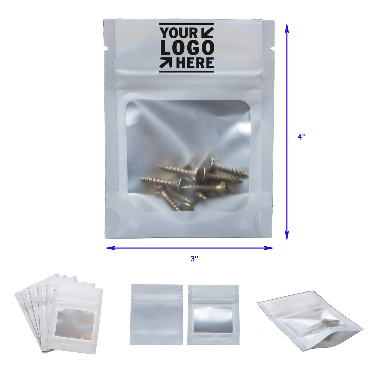 3 x 4 inches Mylar Resealable Foil Pouch Bags with clear Window 1