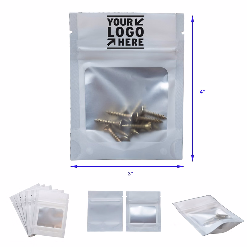 3 x 4 inches Mylar Resealable Foil Pouch Bags with clear Window
