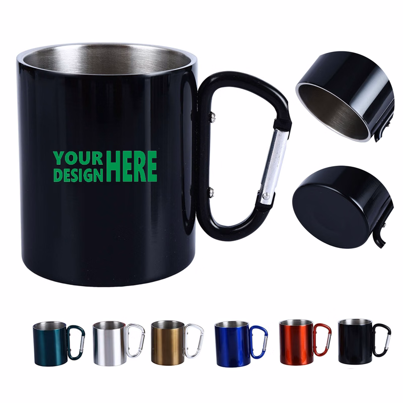 Stainless steel portable mug with handle