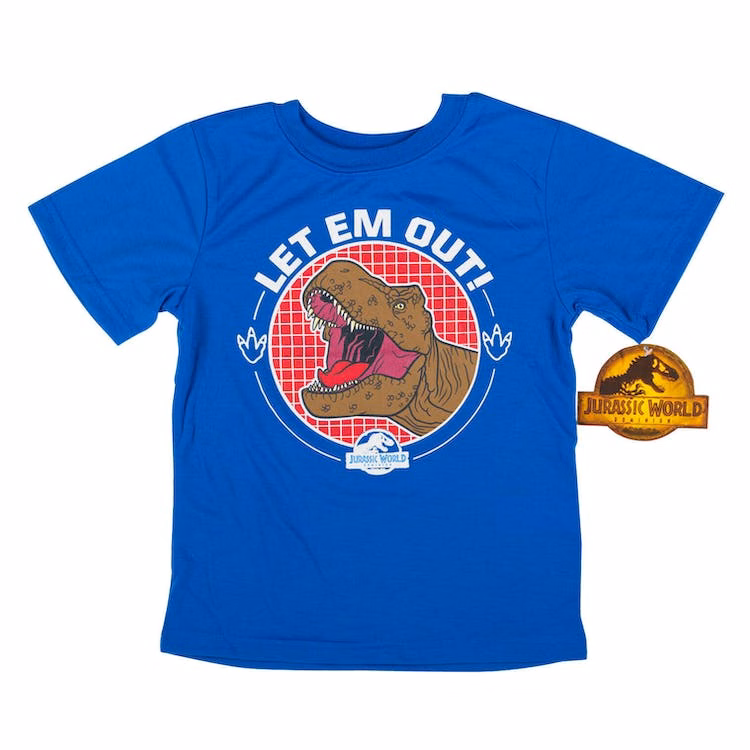 Kids' Jurassic Park T-Shirts - "Let Em Out" Deep Blue