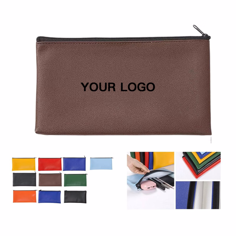 Bank Deposit Pouch with Zipper Closure