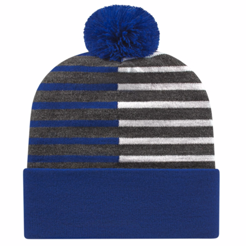 Half Color Knit Cap with Cuff