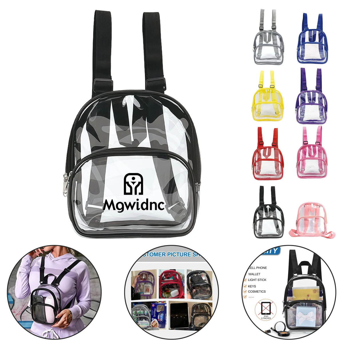 Waterproof Clear PVC Backpack for Sports Travel School Large Capacity Transparent Shoulder Bag 1