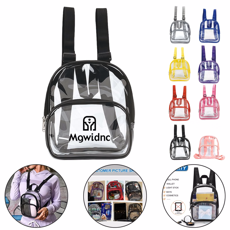 Waterproof Clear PVC Backpack for Sports Travel School Large Capacity Transparent Shoulder Bag