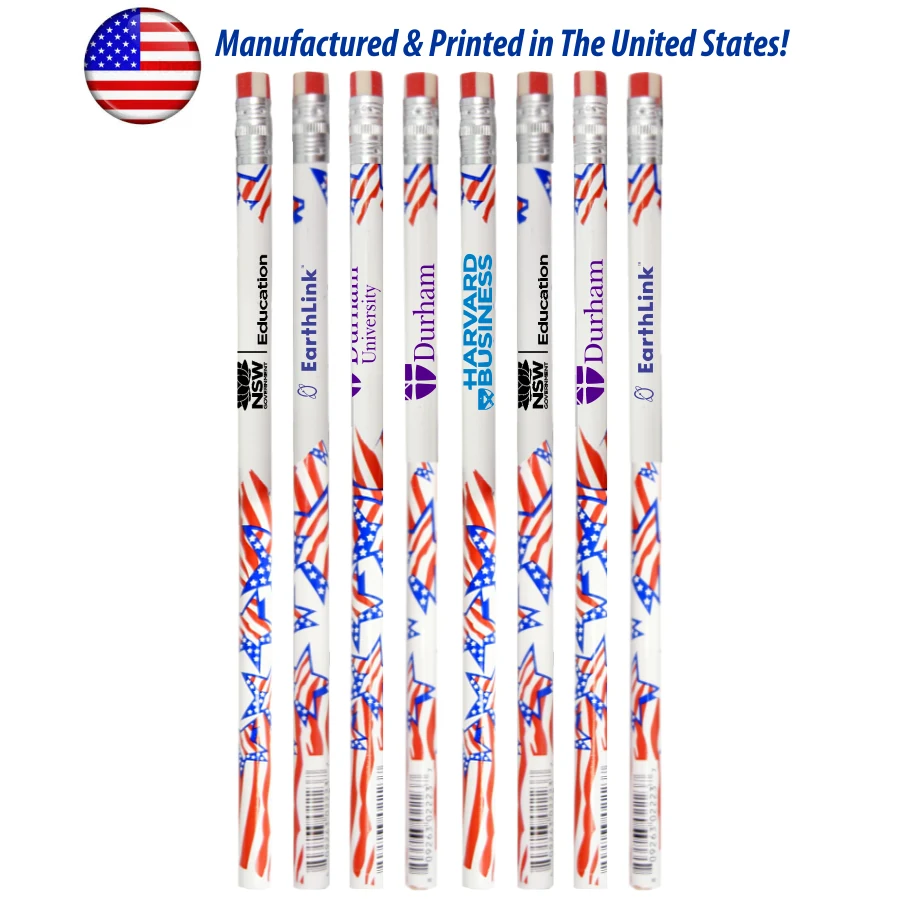 Patriotic Foiled Pencil W/ Red & Blue Stars 1