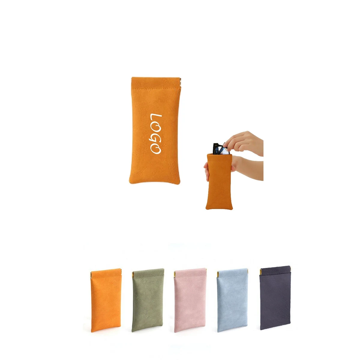 Leather Top Squeeze Sunglasses Pouch 1