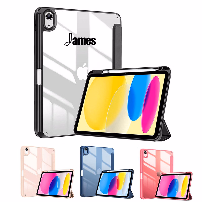 Acrylic IPAD leather case w/ three folds and a pen slot