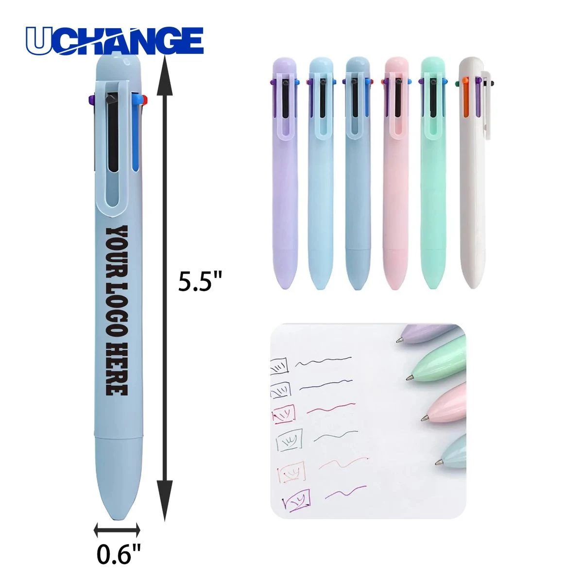 Retractable Ballpoint Pen With 6 Colors for Notes, custom pen with logo imprint 1