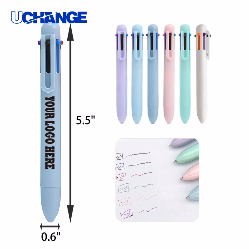 Retractable Ballpoint Pen With 6 Colors for Notes