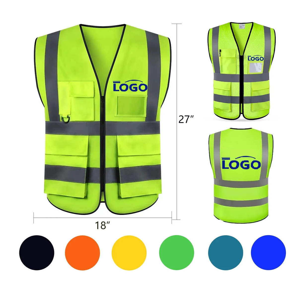 Polyester Double Band Reflective Safety Transparent Pocket V 1