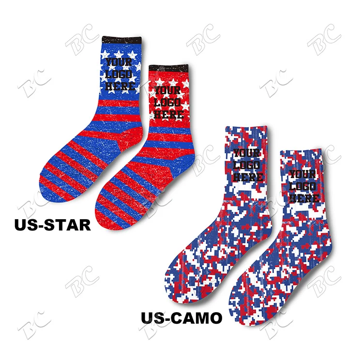 Flag Design Full Color Athletic Crew 8 Inch high Socks 1